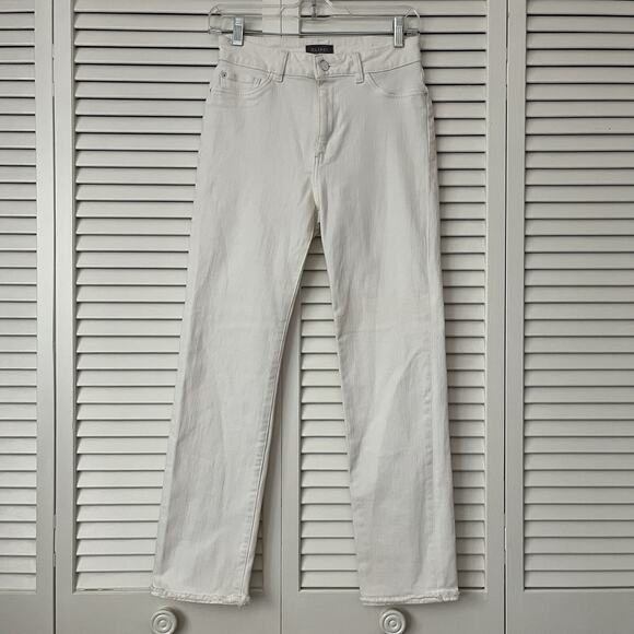 DL1961 Denim Mara Straight Mid Rise Instasculpt Ankle in white Milk, size 27 - Picture 2 of 15